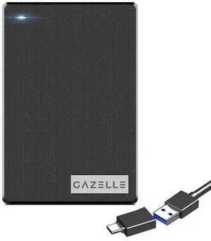 Gazelle Ultra Slim Portable External Hard Disk - 2 in 1 Type C and USB 3.0-2, External HDD - for PC, Mac, Laptop, PS4, Xbox one,Xbox (Black) (500GB)