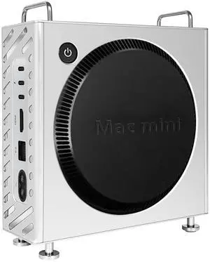 Aluminum Stand for Mac mini M4/M4 Pro (2024) - Premium Vertical Mount | Secure Holder | Enhanced Cooling | Space Saving Desktop Design (Silver)
