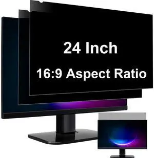 YAKAI2-PACK Computer Privacy Screen Filter 24 Inch for 16:9 Aspect Ratio Widescreen Monitor, Anti-Spy & Anti-Glare Blue Light Blocking Protector - WxH: 20 15/16" x 11 13/16" (532mm x 299mm)