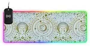 Gaming Mouse Pad Wireless Charging with 16 Led Light Modes with Premium Smooth Surface(Starry Sky Print,31.5x11.8in,White)