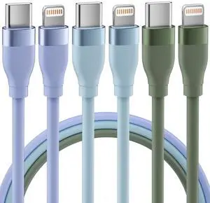 WQK USB C to Lightning Cable [Apple MFi Certified] iPhone Charger Fast Charging 3 Pack 6FT USB-C Power Delivery Charging Cord Compatible with iPhone 14/13/12/11/XS/XR/X/8/iPad and More