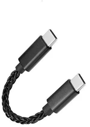 ENSVOX USB TypeC to Type C DAC AdapterOTG HiFi Portable Headphone Amp lifier 6N Silver-Plated5.12Inches Black Audio Cable