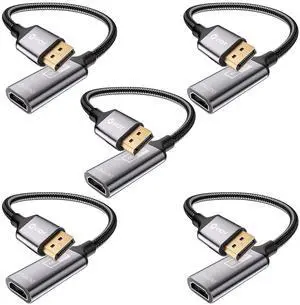 VIOY Displayport to HDMI Adapter 5 Pack, 4K@30HZ Uni-Directional DP (Source) Male to HDMI (Display) Female, 1080P@120HZ Display Port Adapter for Monitor, AMD, NVIDIA, HP, Dell, Lenovo