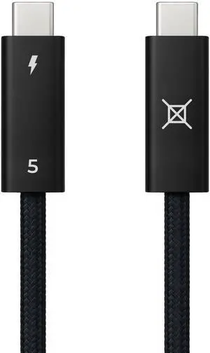 Aiox Thunderbolt 5 Cable, USB-C to USB-C, 80Gbps Data Transfer, 240W Fast Charging, Supports 16K/8K/4K Displays, Nylon Braided (1.5m/4.92ft)  Black