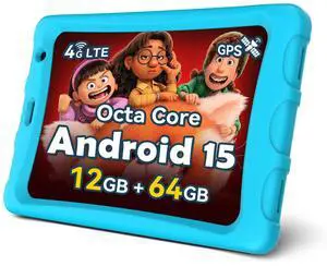 Topsand 8 Inch Android 15 Tablet with Sim Card Slot Uncloked, Cellular Tablet Phone with 4G LTE, Octa Core,12GB RAM 64GB ROM 2TB TF Expandable, 5G WiFi, 8MP Camera, 5100mAh, Tableta with Case(Blue)