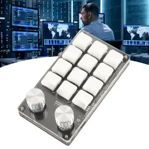 Gugxiom 12 Key Macro Pad with Knob, Green Axis Macro Mechanical Keyboard with 50 Million Keystroke Life, Multifunction DIY Programmable Keypad for Office Games etc.(Black and White)