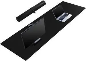Cacoy 67" x 20" Leather Desk Mat, Extended PU Leather Desk Pad Protector, Large Gaming Mouse Pad for Desk, Desk Blotter, Desk Pads on Top of Desks, Desk Matt for Desktop, Office Desk Mat (Black)