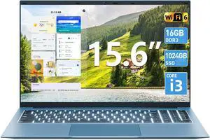 SGIN 15.6 Inch Laptop Computer, Win 11 Laptops with 16GB RAM 1024GB SSD, Core i3-10100Y CPU(Up to 3.9GHz), Backlit Keyboard, 53.2WH Battery, WiFi 6, IPS FHD Display, 180° Viewing, HDMI, Type-C