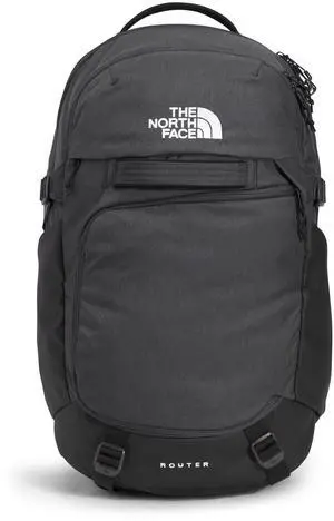 THE NORTH FACE Router Everyday Laptop Backpack | Daypack with Water Repellent Finish, 17" Laptop Sleeve, Reflective Details, Asphalt Grey Light Heather/TNF Black-NPF, One Size