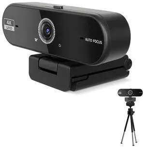 Hprosper 4K Wide Angle Webcam with Microphone, Computer Monitor USB Zoom Video Camera External Web Cam for Streaming, Pc, Laptop, Desktop, Mac, Streaming Camera for Gaming,Camera with Tripod