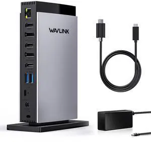 WAVLINK USB C DisplayLink Docking Station with 3 HDMI 4K60Hz,Displaylink Triple Display Docking Station for MacBook M1/M2/M3/Windows,5 USB Ports,2DP,Ethernet Port,Audio/Mic,SD/TFNo Charging Ports