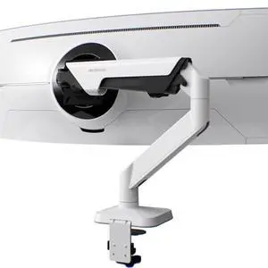 Modernsolid Heavy Duty Monitor Arm Desk Mount for 34-49 Inch Ultrawide Curved Monitors, Supports 14-38 lbs, Gas Spring Ergonomic Full Motion with Cable Management, Red Dot Design Awarded, White