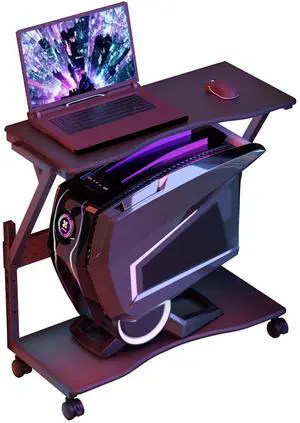 Pholiten Computer Tower Cart23.23IN to 31.1IN Height Adjustable Computer Tower Stand Under Desk2-Tier ATX-Case PC Floor Stand, Under Desk Printer Stand with Rolling Wheels,25.19" Lx11.81 W*31.1" H