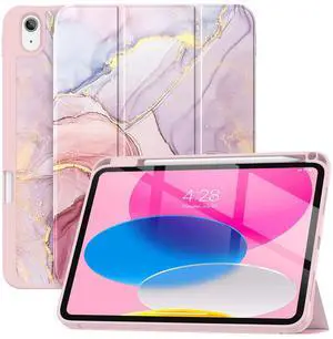 Soke Case for iPad (A16) 11th Generation 2025 11-inch, iPad 10th Generation 10.9 Inch (2022) with Pencil Holder, [Shockproof + Auto Sleep/Wake] Soft Back for iPad 11"/10.9" Cover, Dreamy Marble