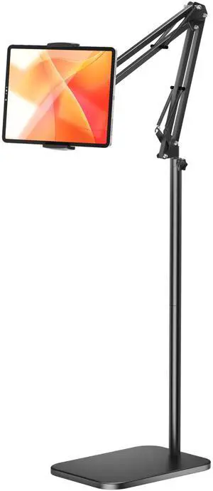 Tablet Floor Stand with 4.5LB Heavy Metal Base,Overhead Bed Phone Stand Angle Height Adjustable Holder, Universal Phone Mount for iPad iPhone Pro Air Mini, Samsung Tab, Kindle, E-Readers...