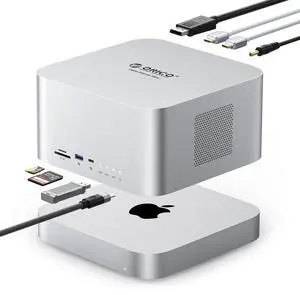 ORICO DataMatrix Mini 10TB Externsion Storage, 2TB SSD with 8TB External Hard Drive, 10Gbps USB-C&USB A Docking Station Compatible with Thunderbolt 3/4/5, SD/TF/CF Card Reader, for MacBook