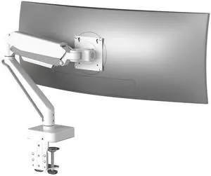 HILLPORT White 42 45 Premium Aluminum Heavy Duty Monitor Arm, Fits Ultrawide up to 49 inches and 44 lbs Single Desk Mount Stand, Pneumatic Height Adjustable, Max VESA 100x100, A9W