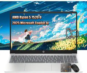 HP Laptop Clearance 2025 | 15.6" HD Touchscreen Laptop | AMD Ryzen 5 7520U Beat Intel Core i7-4930K | 16GB LPDDR5 RAM | 1TB SSD | Windows11 | W/Mouse