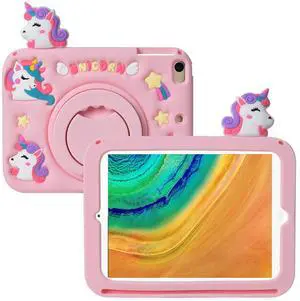 Cartoon Case for Samsung Galaxy Tab A7 10.4"MONEHOYSY Cute Soft Silicone Kickstand [Drop Proof,Shock Proof,Anti Slip] Back Stand Cover Case for Kids Children Teens Girls Boys (House-2)