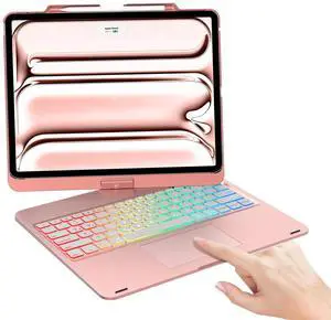 Keyboard Case for iPad Air 13 inch (M3/M2) & iPad Pro 13, iPad Pro 12.9 (6th/5th/4th/3rd Gen), 7 Modes Rainbow Backlit, Wireless Multi-Touch Trackpad, 360° Rotatable Protective Case with Pencil Holder