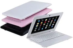 Goldengulf 2025 Version 10.1 Inch Portable 8GB Computer Laptop PC Quad Core Android 6.0 Mini Netbook Slim and Lightweight Notebook YouTube Player Flash (White)