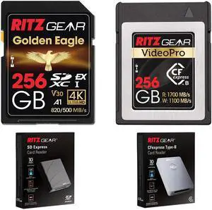 SDExpress Golden Eagle SDXC Express SD Card 256GB | SD 7.0 V30 A1 820/500 Mb/S Read/Write, Backwards Compatible: + CFExpress Type B 256GB (1700/1100 R/W) :for Nikon Cameras Read Special Instructions.