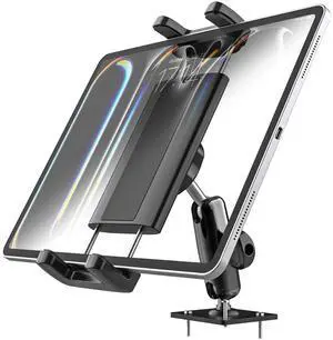 Kolasels Aluminum Heavy Duty Drill Base Tablet Holder Car Mount Dashboard, 360° Adjustable 2-Stage Stand, Metal Drill Base Car Tablet Holder Mount for iPad Pro Air Mini, 4-12.9" Phones & Tablets
