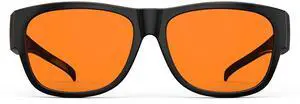 Bloomoak 99% Fit Over Blue Light Blocking Glasses for Sleeping-Red/Amber Lens AntiGlare Coating for Zoom Meetings (Orange - 99% Blue Light (Screen Use), L (60 * 45mm))