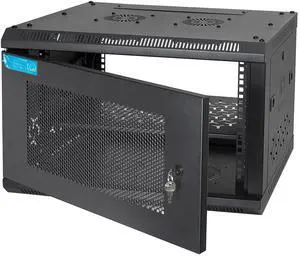 OCEANHUG 6U Wall Mount Server Cabinet with A Lockable Front Vented Door, Cooling Fans, Removable Side Panels - 45cm Depth, 19" Network Rack Including Full-Size Rack Shelf for IT Equipment