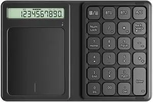Bluetooth Number Pad, Foldable 2.4G Wireless Numeric Keypad with Display Calculator & Touchpad, Wireless Number Pad Slim 23 Keys Portable Financial Accounting Numpad Keyboard for PC Laptop Desktop