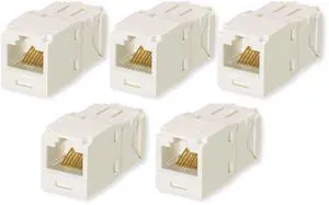 CJ688TGIW Pack of 5 Category 6 TX6 Plus Mini-Com UTP Jack Modules, TG Style, Toolless, RJ45 Ethernet High Performance Network Module, T568A/T568B Wiring