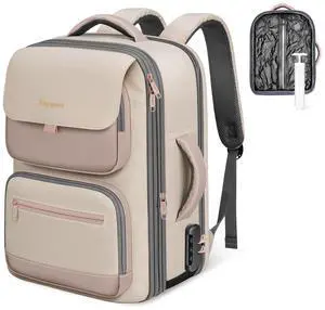 Taygeer Vacuum Seal Backpack Travel, Expandable Vacuum Seal Carry on Backpack with Hand Pump & Luggage Tag, 17'' laptop Compression Backpacks with RFID Pocket, Personal Item Compression Back Pack,Pink