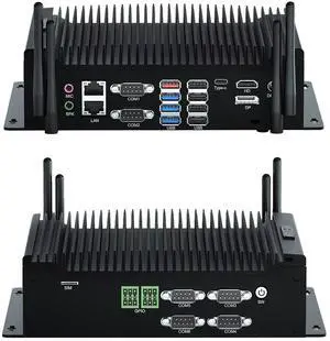 WEIDIAN Industrial PC, Fanless Computer i7 10610U(up to 4.90 GHz), Mini PC with 2RS232 + 4RS422/485/232 COM, Type-C, HD, DP Triple Display, 8USB, 2GPIO, WiFi, BT, Win11(16GB RAM 512GB M.2 SSD)