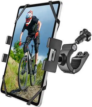 Bike Tablet Mount Holder [Ultra Stable] Motorcycle Tablet Mount for Bicycle Handlebar, Electric Scooter, Mountain, Dirt Bike Clamp- 360° Rotate Suitable for 4.7-13" iPad Pro, Air, Mini, IPhone, Galaxy