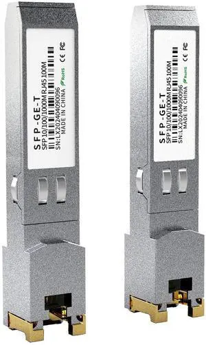 2PCS 1000Base-T Gigabit SFP to RJ45 Copper Ethernet Transceiver - Compatible with Cisco, Meraki, Ubiquiti, D-Link, TP-Link, Supermicro, Netgear, MikroTik S-RJ01, 1.25G SFP-T, up to 100m