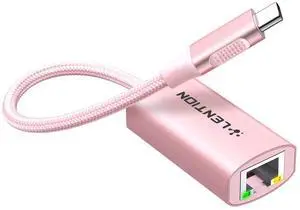 LENTION USB C to Ethernet Adapter, RJ45 to Type C Gigabit Network 1000M Wired LAN Converter Compatible 2023-2016 MacBook Pro 13/15/16, New iPad Pro/Mac Air/Surface, More (CU604, Rose Gold)