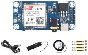 Waveshare Cat-1/GSM/GPRS/GNSS HAT, Compatible with Raspberry Pi, Based On A7670E Module, LTE Cat-1 / 2G Support, GNSS Positioning
