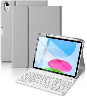 Beydoa for iPad 10th Generation Case with Keyboard 10.9 Inch 2022/iPad (A16) 11th Gen 11 Inch 2025 - Magnetic Detachable Keyboard, Stain Proof Cover, Smart Folio Case with Pencil Holder - Grey