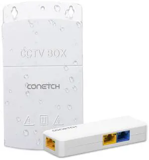 CONETCH 3 Port Outdoor PoE Extender | 1 in 2 Out | 1 PoE+Port, 1 PoE++ 60W Port, 1 Uplink Port | IEEE802.3af/at/bt | IP65 Waterproof | 10/100 Mbps Adaptive | AI Watchdog | Plug & Play
