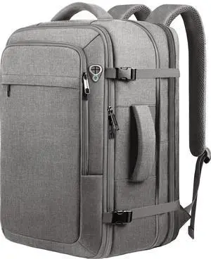 Sirmaeed 50L Travel Laptop Backpack, Extra Large Backpack, Laptop Backpack for Men, Water Resistant TSA Airline Approved Business Work 17.3 Computer Bag, Grey