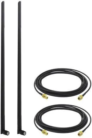 Kaunosta External WiFi Bluetooth Antenna 22DBI Long Range MIMO RP-SMA Male Aerial Antenna and 10FT RP-SMA RG174 Extension Cable for Wireless Router Network Devices PC Camera USB Adapter 2pcs