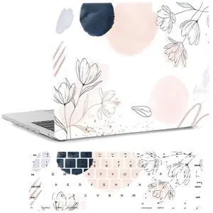 MacBook Pro 13 Inch Case - Retina Display Model A1502 A1425, Plastic Hard Shell & Keyboard Cover Skin, Pink White