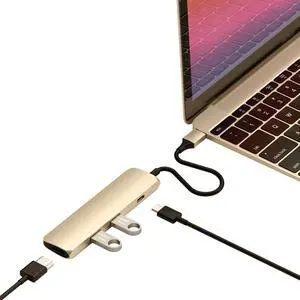 Satechi USB C Hub Multiport Adapter, USB-C Docking Station with 4K HDMI, 60W USBC PD Charging, 2 USB-A, for MacBook Air/Pro M5/M4, Dell, HP, Surface, Lenovo - Gold, Slim Classic