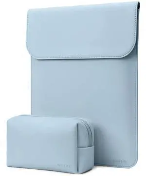 MOSISO Laptop Case 13 inch, 13 inch Laptop Sleeve Compatible with MacBook Air M4 M3 M2 M1 2025-2018 / Pro M2 M1 2025-2016, Faux Suede Leather Case with Small Bag, Baby Blue