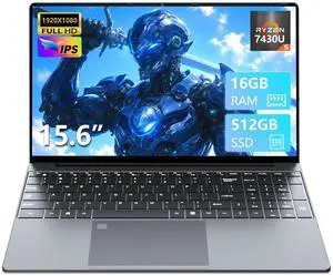 2025 Laptop with Ryzen 7430U Processor( 6C/12T,up to 4.3GHz) (Beat i7-1355U) , Laptop Computer Win 11 Pro, Traditional Laptops 16GB DDR4 512GB SSD 15.6"Full HD IPS Display 1MP Camera Type-C BT 5.0