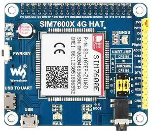 Waveshare SIM7600E LTE Cat-1 HAT, Compatible with Raspberry Pi 5/4B/3B/Zero/Zero W/Zero 2W/Pico/Pico W/Pico WH, Enabling LTE Cat-1/3G/2G Communication & GNSS Positioning