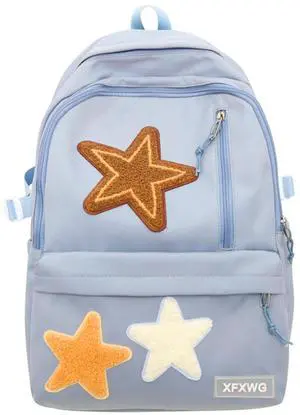 MININAI Y2k Backpack with Kawaii Pendant Aesthetic Star Backpack Cute Preppy Laptop Book Bag Back to College Supplie (Blue,One Size)