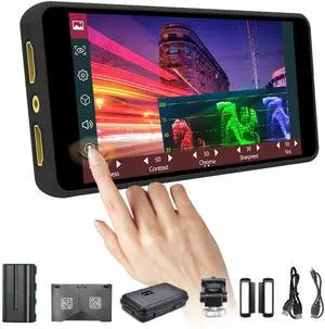 Portkeys PT5 II Camera Monitor 5 inch 500 nit DSLR Camera Field Monitor Touchscreen Wide Color Gamut New Peaking LUT Video Assist Luma RGB Waveform with F550 Battery