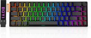 BOYI 66Pro-Flash Aluminum Magnetic Switch Gaming Keyboard,65% Rapid Trigger Hall Effect HotSwap Hyper-Fast Adjustable Actuation Side Printed Keycaps RGB Backlit Wired Custom Keyboard with Knob