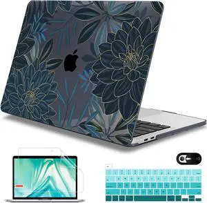 Mektron for MacBook Pro 13-inch Case 2022 2021 2020 Release A2338 M2 M1 A2289 A2251, Printed Plastic Hard Shell Cover for New MacBook Pro 13.3-inch Touch Bar Fits Touch ID, Dahlia Flower C035